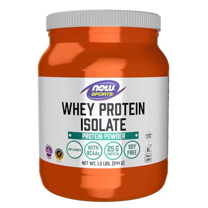 NOW Sports Nutrition, Whey Protein Isolate, 25 g With BCAAs, Unflavored Powder - Maple Wellness Supplements