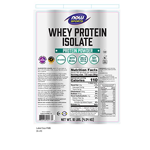 NOW Sports Nutrition, Whey Protein Isolate, 25 g With BCAAs, Unflavored Powder - Maple Wellness Supplements