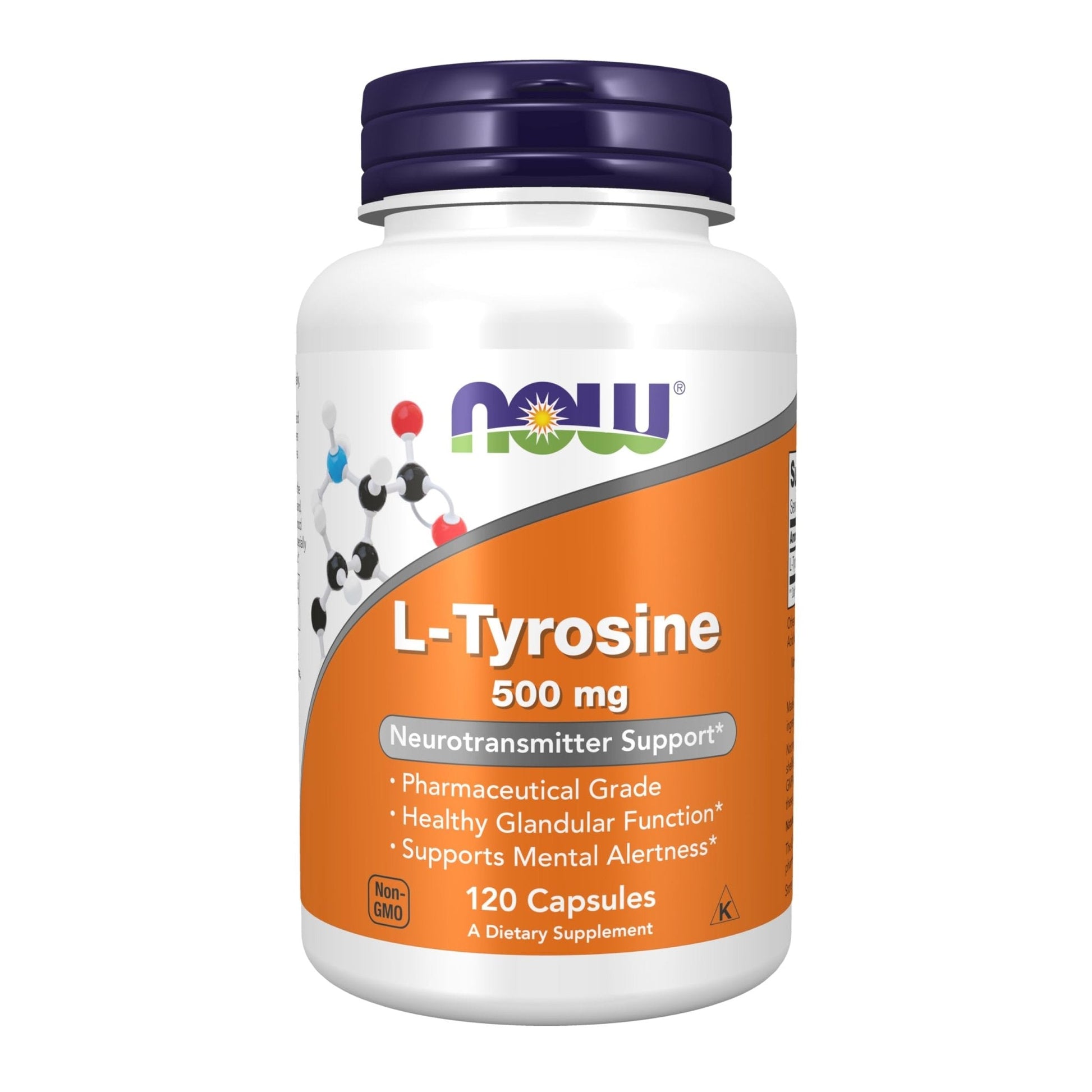 NOW Supplements, L-Tyrosine 500 mg, Supports Mental Alertness*, Neurotransmitter Support*, 120 Capsules - Maple Wellness Supplements