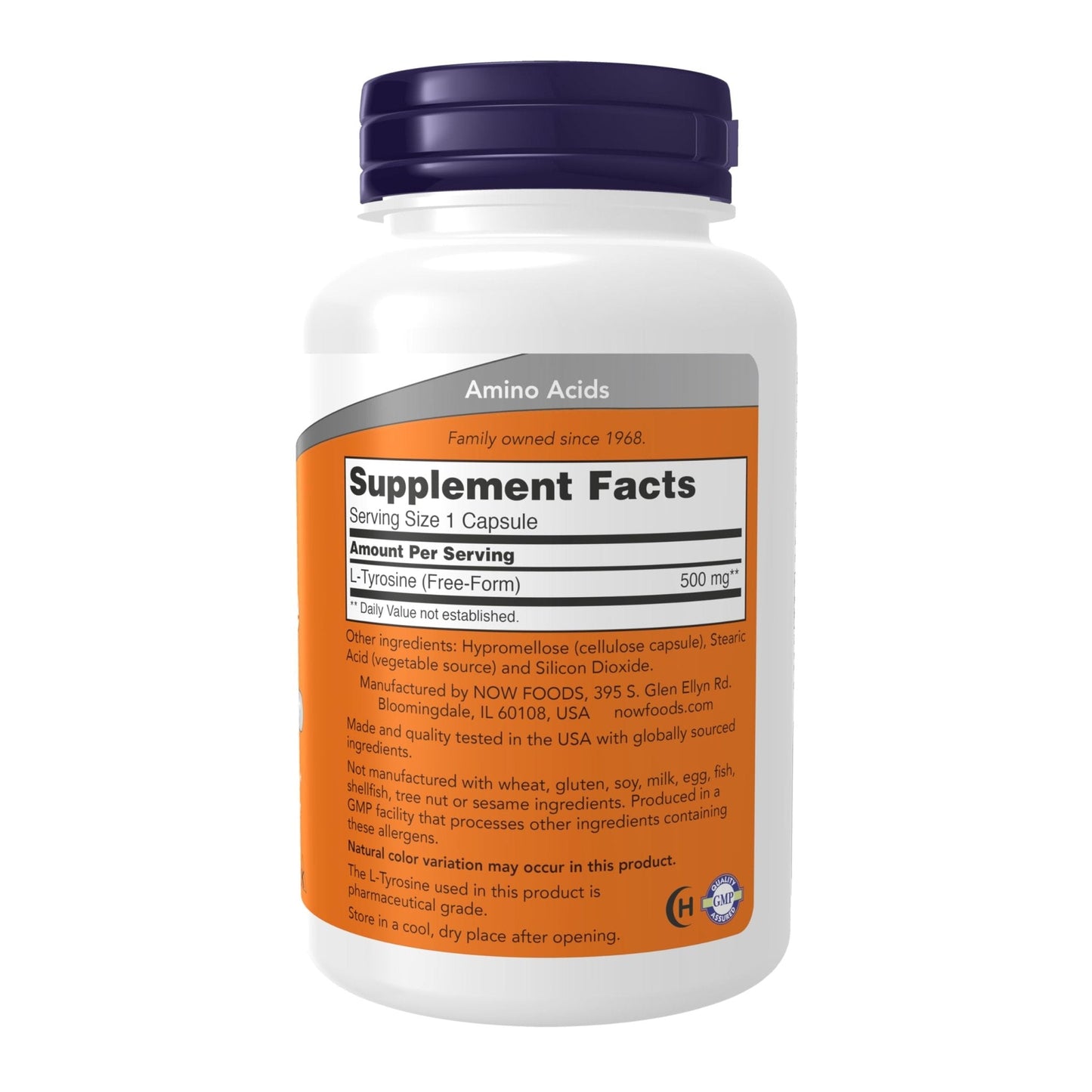 NOW Supplements, L-Tyrosine 500 mg, Supports Mental Alertness*, Neurotransmitter Support*, 120 Capsules - Maple Wellness Supplements