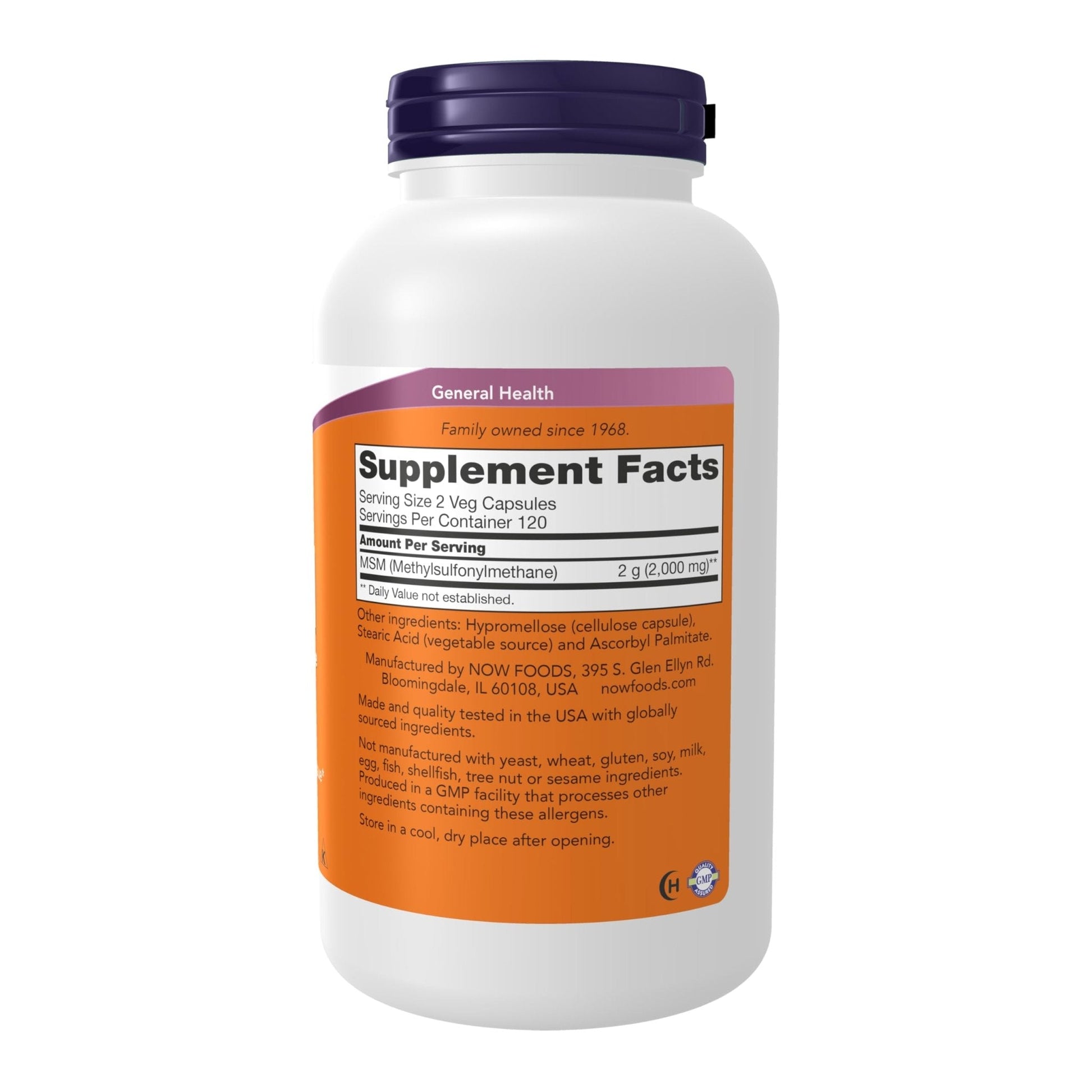 NOW Supplements, MSM (Methylsulfonylmethane) 1,000 mg, Joint Health*, 240 Veg Capsules - Maple Wellness Supplements