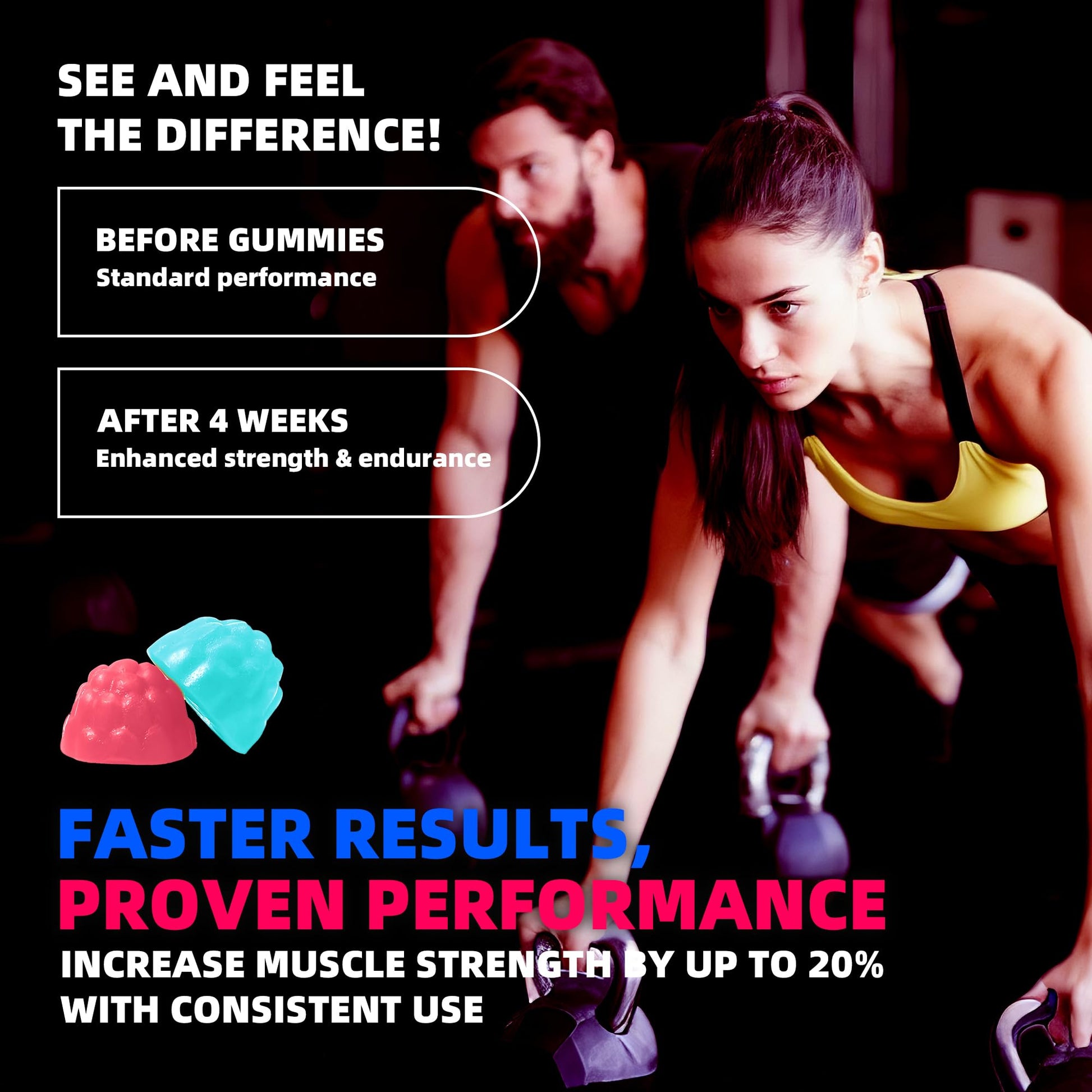 NSF Certified Creatine Gummy 5g - Creatine Monohydrate Gummies for Men & Women. Boost Focus,Strength, and Endurance, Anti-Melting Formula, Vegan, Gluten-Free, Non-GMO,(Raspberry & Blueberry 135 ct) - Maple Wellness Supplements