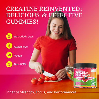 NSF Certified Creatine Gummy - Creatine Monohydrate Gummies 5000mg for Men & Women, Chewables Creatine Monohydrate for Muscle Strength, Muscle Builder, Energy Boost, Pre-Workout Supplement(120 Count) - Maple Wellness Supplements