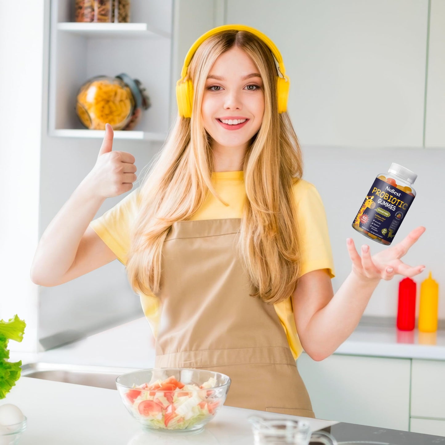 NuBest Daily Probiotic Gummies for Kids & Teens with 5 Billion CFUs | Supports Immune, Gut, and Digestive Health | No Added Sugar | Yummy Strawberry - Maple Wellness Supplements
