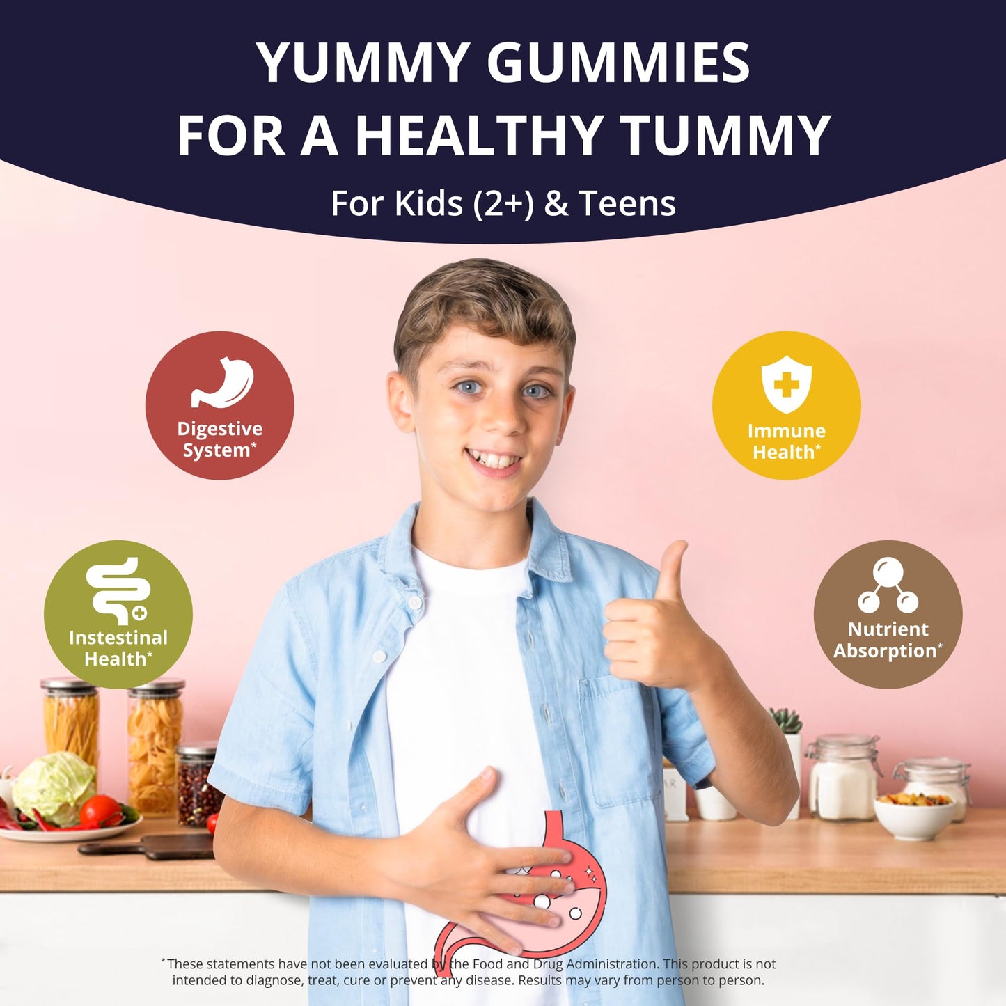 NuBest Daily Probiotic Gummies for Kids & Teens with 5 Billion CFUs | Supports Immune, Gut, and Digestive Health | No Added Sugar | Yummy Strawberry - Maple Wellness Supplements