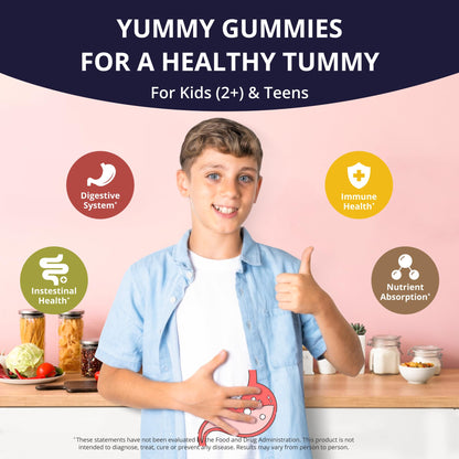 NuBest Daily Probiotic Gummies for Kids & Teens with 5 Billion CFUs | Supports Immune, Gut, and Digestive Health | No Added Sugar | Yummy Strawberry - Maple Wellness Supplements