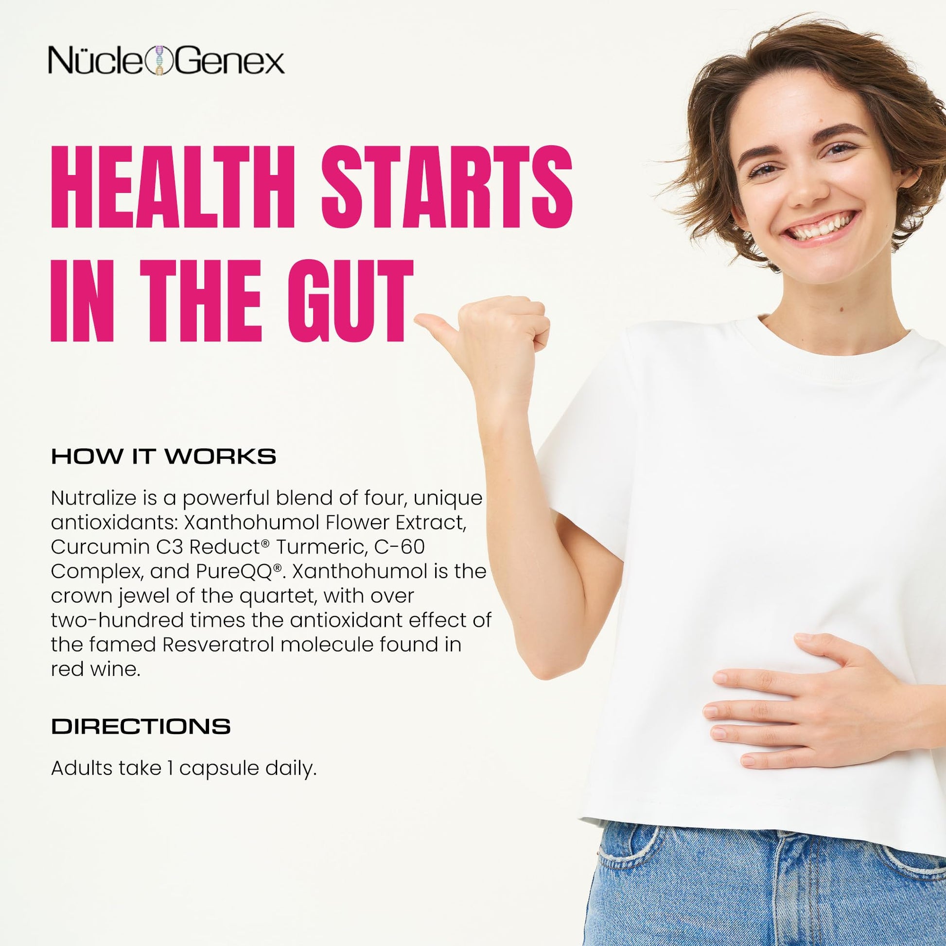 Nucleogenex - Nutralize - The Key to Supporting a Healthy Aging Process and Immune System - Potent Blend for Powerful Cell Protection - Xanthohumol, CurcuPrime, C-60 Complex, PureQQ - 30 Capsules - Maple Wellness Supplements