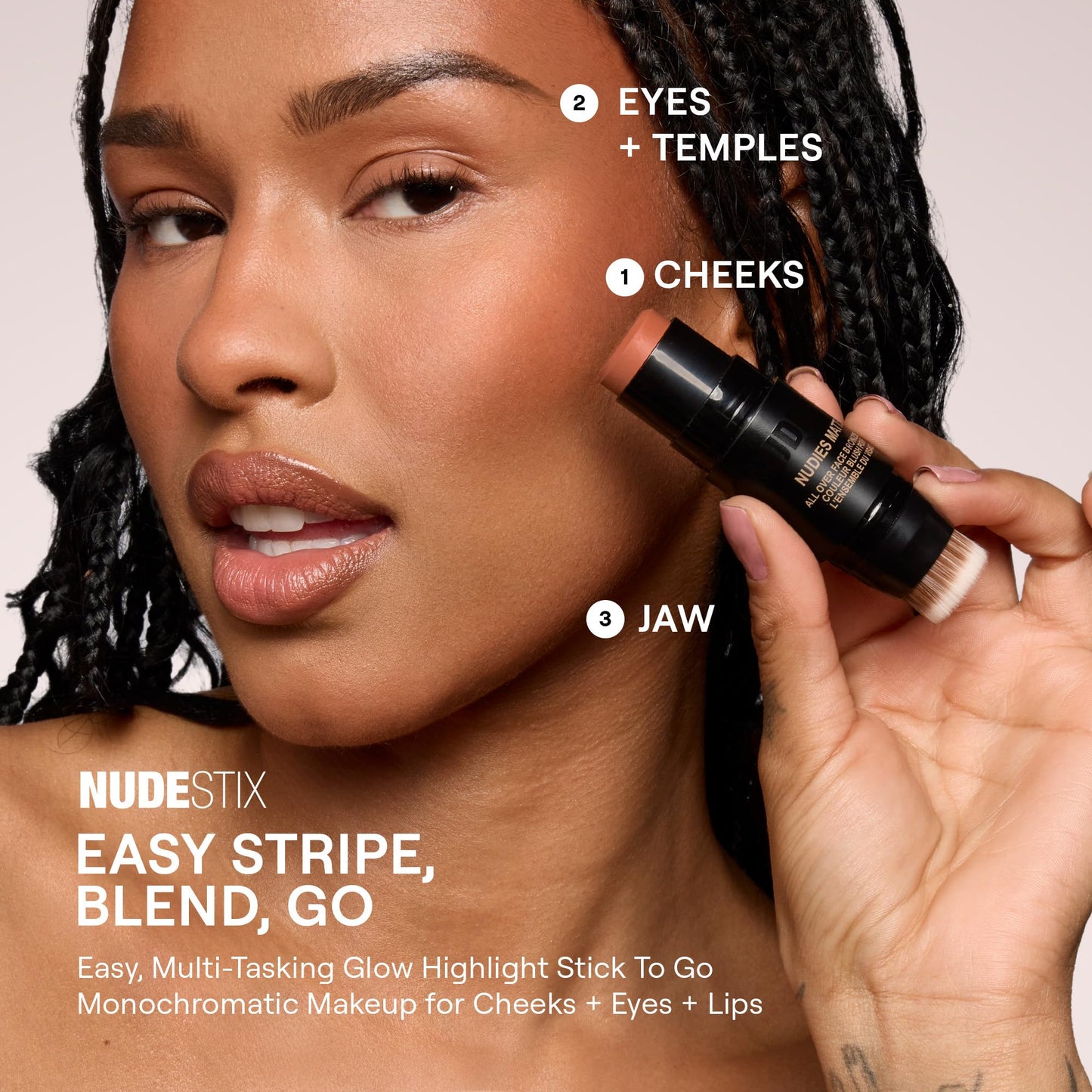 Nudestix Nudies Bronze All Over Matte Bronzing Stick – 3-in-1 Cream Bronzer for Cheeks, Eyes & Lips with Built-In Brush | Natural Contour & Sun-Kissed Glow | Bondi Bae - Maple Wellness Supplements