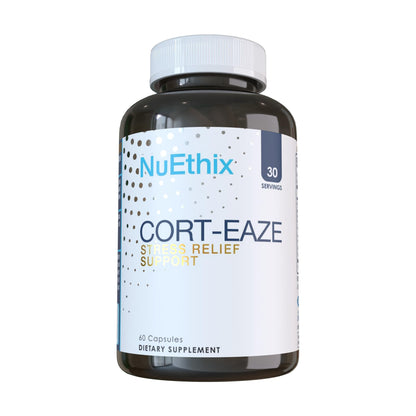 NuEthix Formulations Cort-Eaze - Cortisol Supplement - Health Support Supplement with Ashwagandha, L-Theanine & Rhodiola Rosea - Relaxation and Deep Sleep, 60 Capsules, 30 Servings - Maple Wellness Supplements