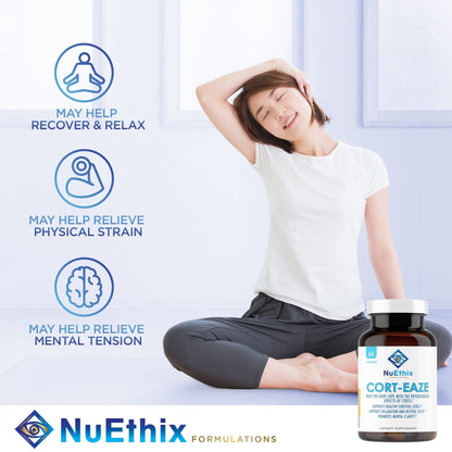 NuEthix Formulations Relaxation Supplement Bundle: Cort-Eaze Cortisol-Control Supplement, 60 Capsules, 30 Servings and Relax Liposomal, 2 Fluid Ounces, 30 Servings - Maple Wellness Supplements