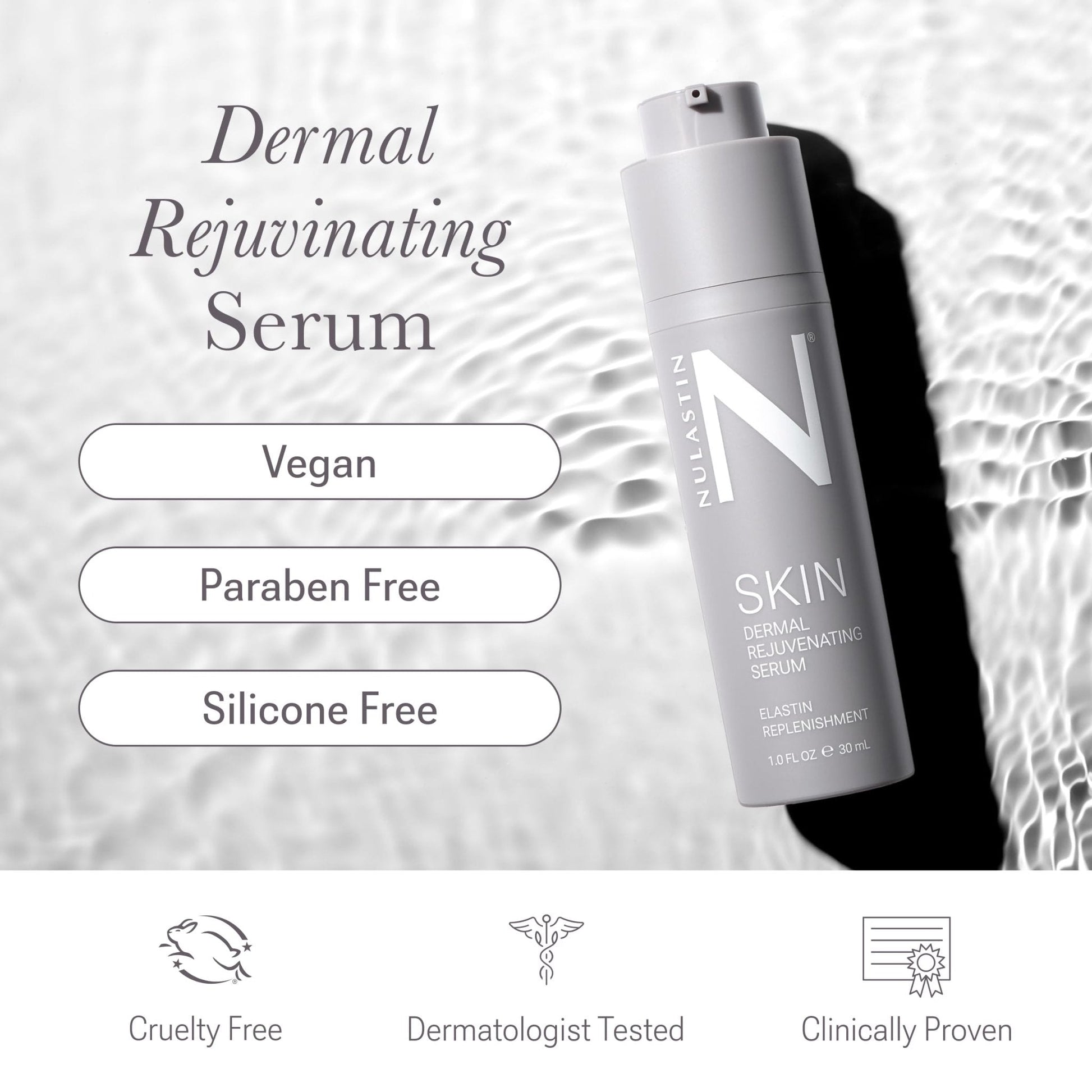 NULASTIN Dermal Rejuvenating Peptide Face Serum for Women with Elastin - Firming, Anti Aging, Barrier Repair, Plumping Hydrating Serum Sensitive & Mature Skin - Vegan, 1 Fl Oz - Maple Wellness Supplements