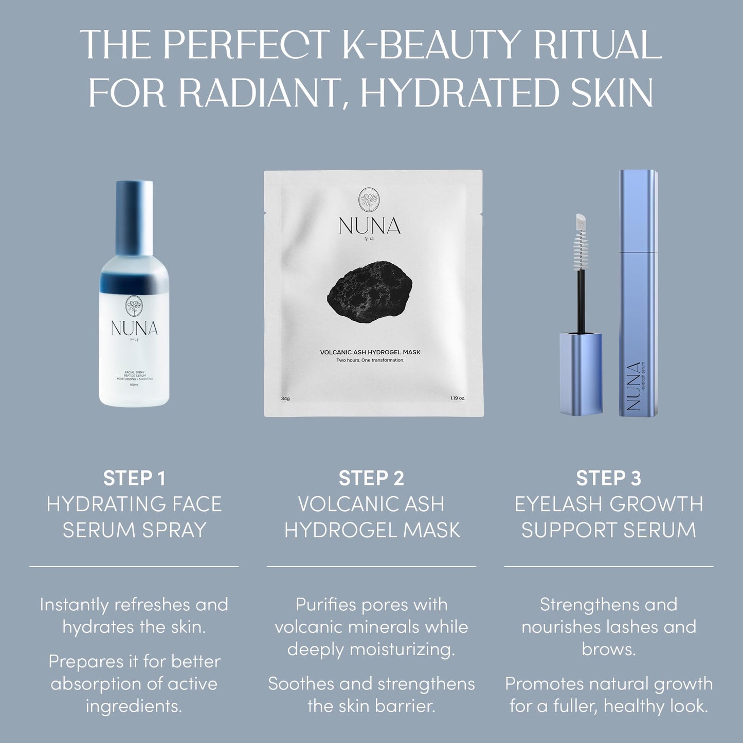 NUNA Eyelash Growth Support Serum 6ml – Eye Lash and Eyebrow Enhancing Serum for Women & Men with Biotin - Korean Multi Peptide & Natural Extracts - Maple Wellness Supplements