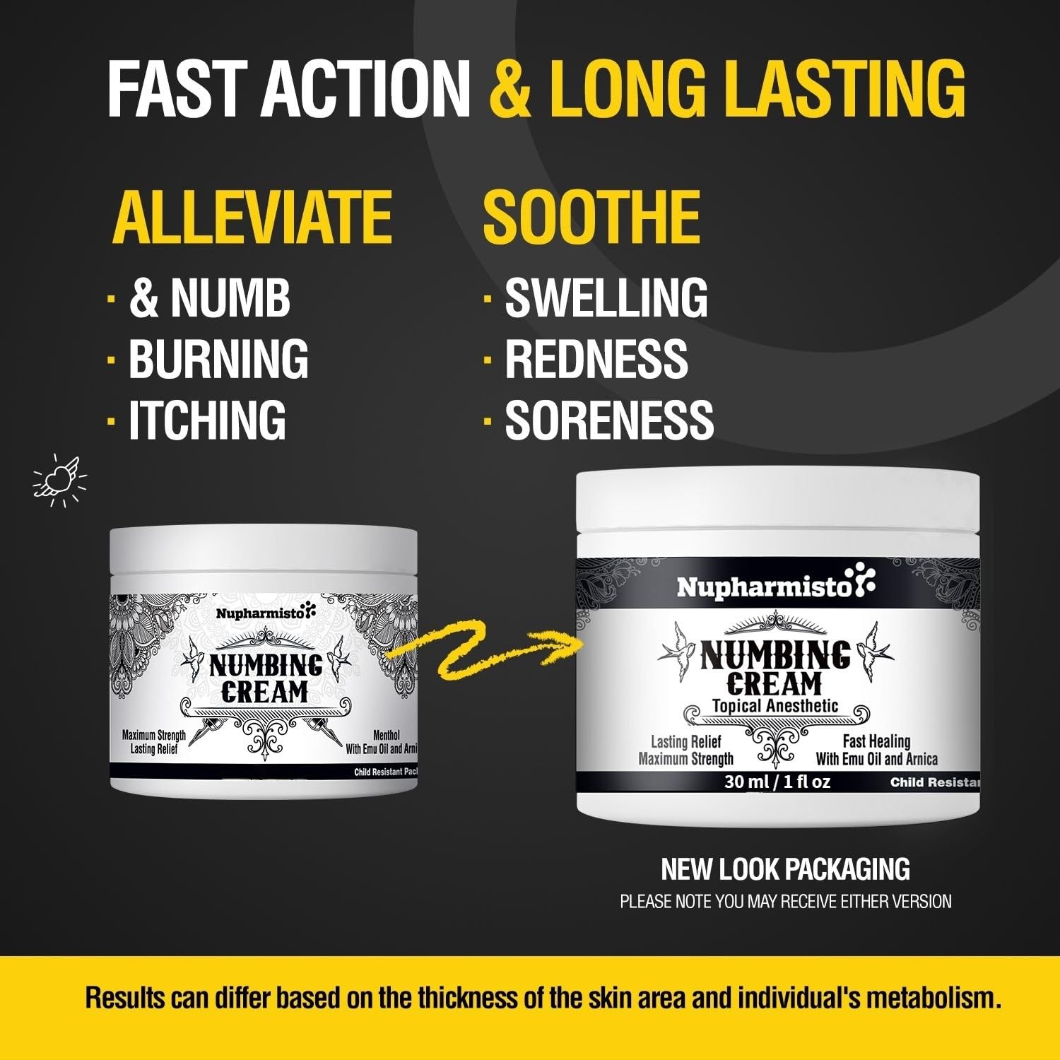 Nupharmisto Numbing Cream Maximum Strength : Long Lasting Numbing Cream with 5X Numbing - Emu Oil and Arnica 30 ml / 1 fl oz - Maple Wellness Supplements