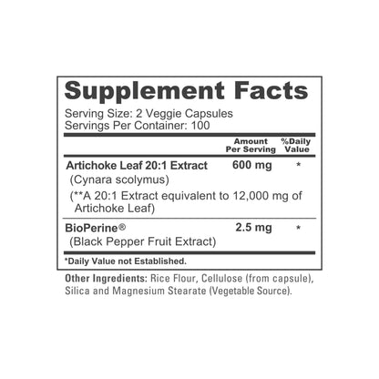NusaPure Artichoke 20:1 Extract, 600 mg Equivalent to 12,000mg 200 Veggie caps (Non-GMO, Gluten Free) - Maple Wellness Supplements