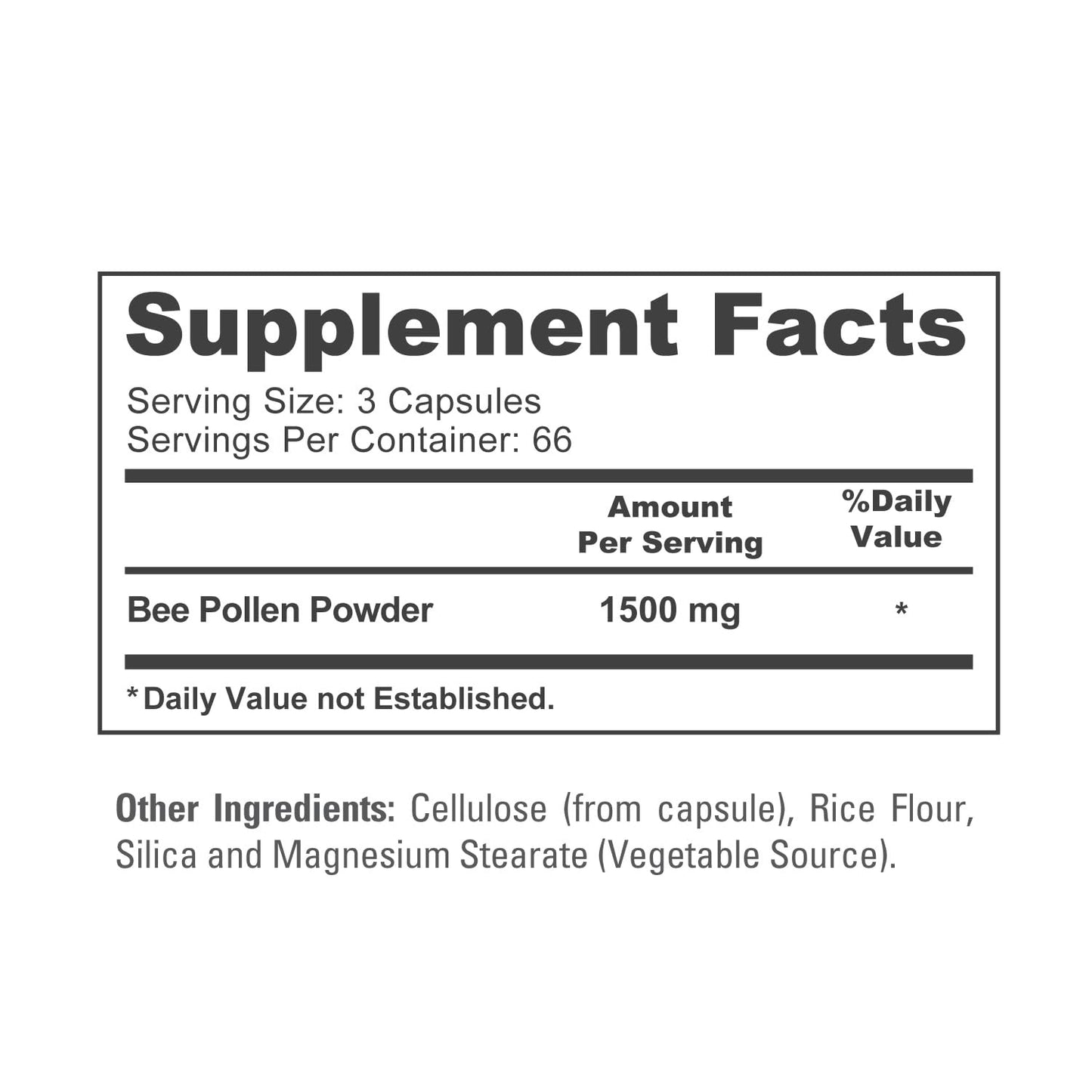 NusaPure Bee Pollen 1500mg 200 Veggie Caps (100% Vegetarian, Non-GMO, Vegan) Naturally Occurring Proteins, Aminoacids - Maple Wellness Supplements