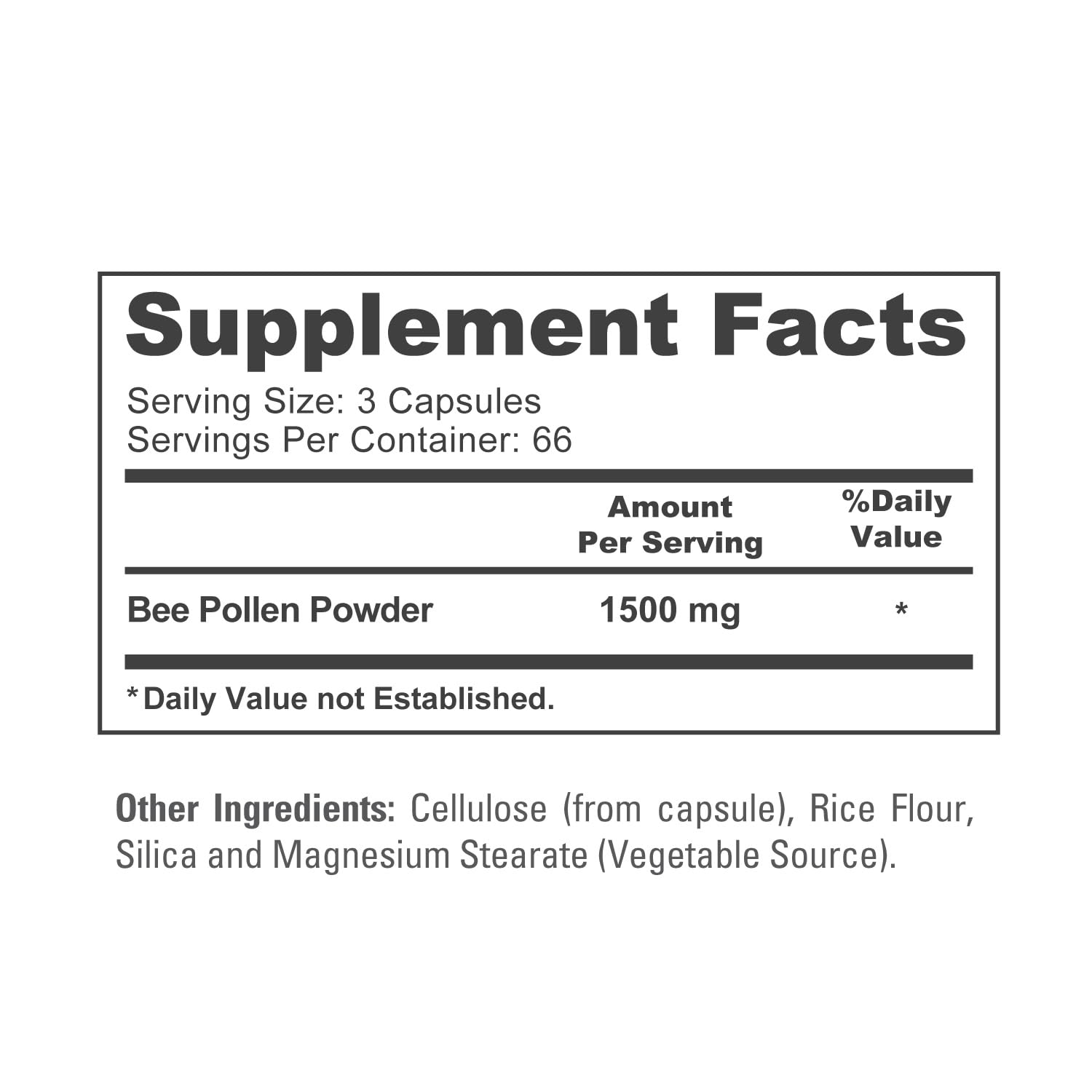 NusaPure Bee Pollen 1500mg 200 Veggie Caps (100% Vegetarian, Non-GMO, Vegan) Naturally Occurring Proteins, Aminoacids - Maple Wellness Supplements