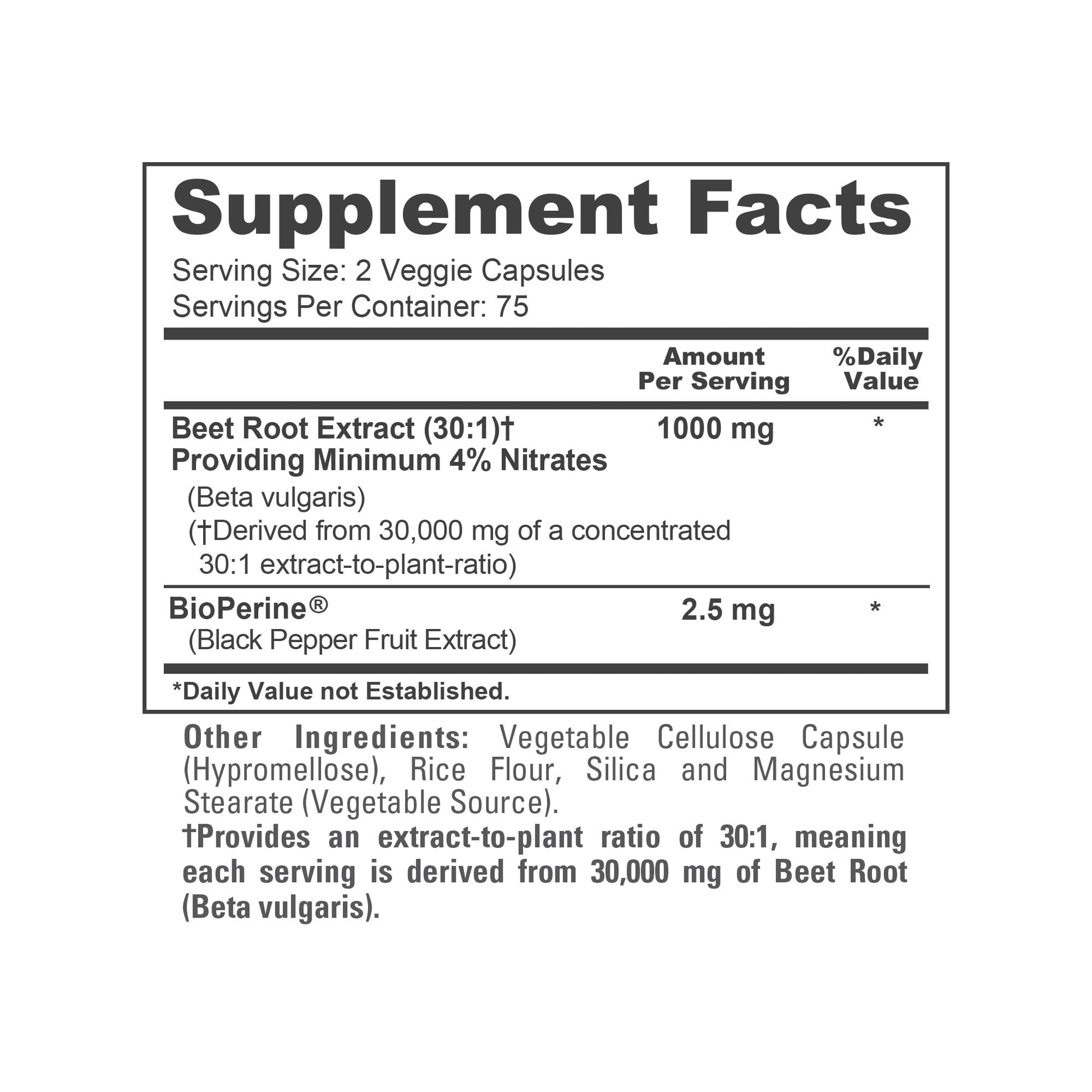 NusaPure Beet Root 30:1 Extract, 1000 mg Equivalent to 30,000 mg 150 Veggie caps (Vegan, Non-GMO & Vegan 4% Nitrates) Bioperine - Maple Wellness Supplements