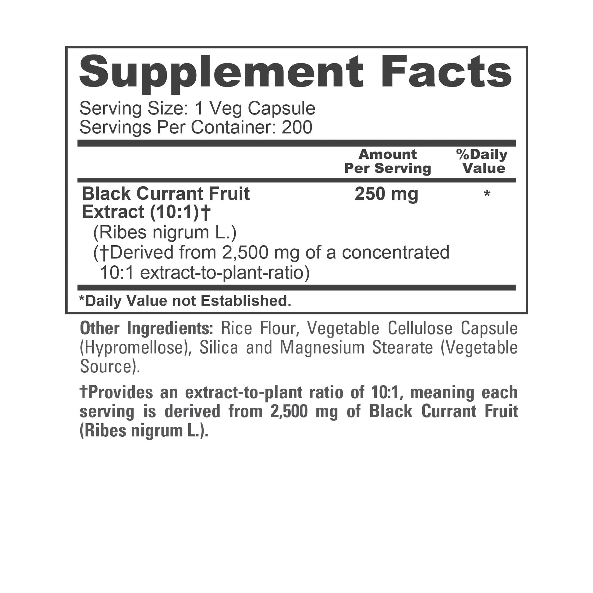 NusaPure Black Currant 10:1 Extract, 250 mg Equivalent to 2,500mg, per Veg Caps 200 Vegan, Non-GMO - Maple Wellness Supplements