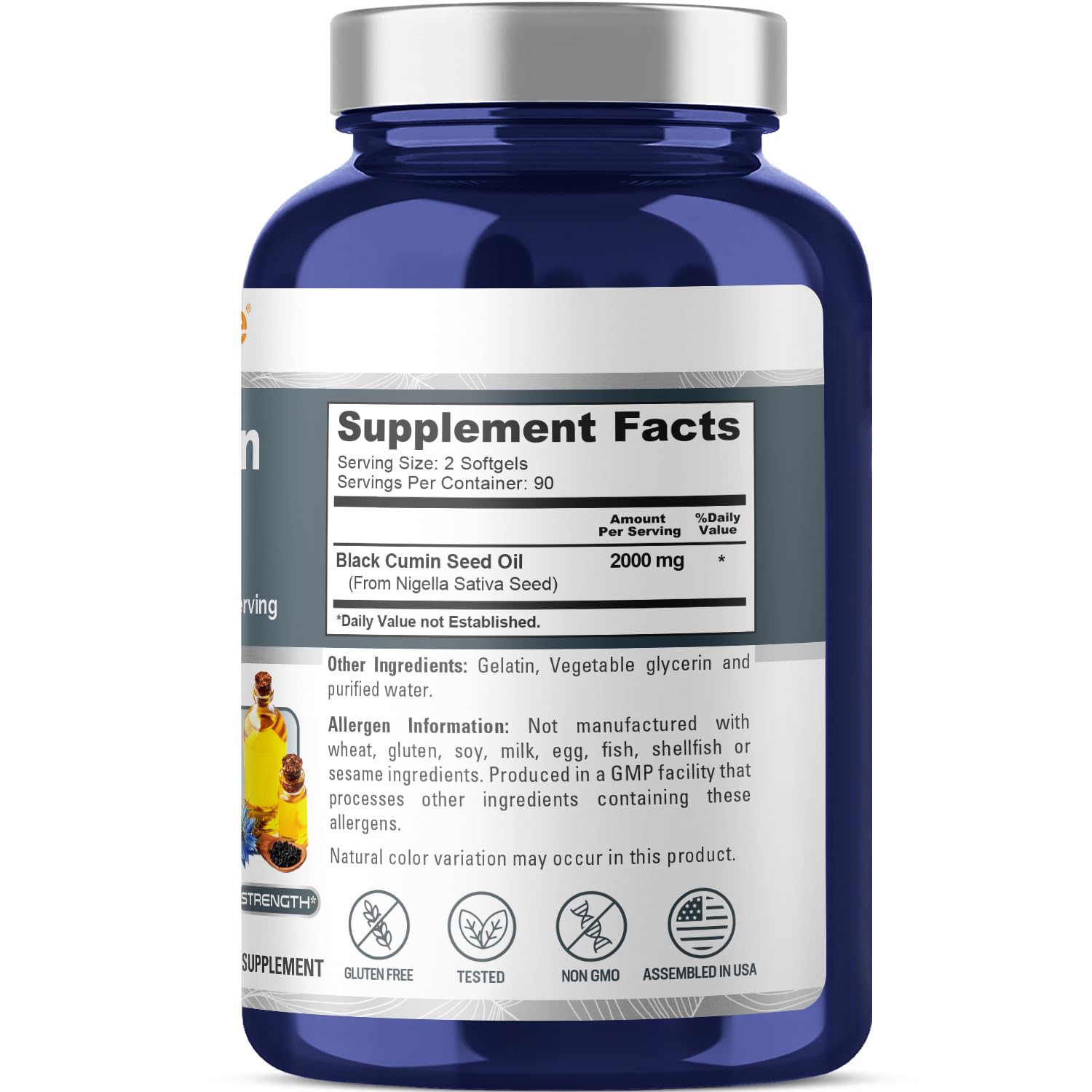 NusaPure Black Seed Oil 2000mg per Serving - 180 Softgel Caps (Non-GMO, Gluten-Free) Cold-Pressed Nigella Sativa - Maple Wellness Supplements