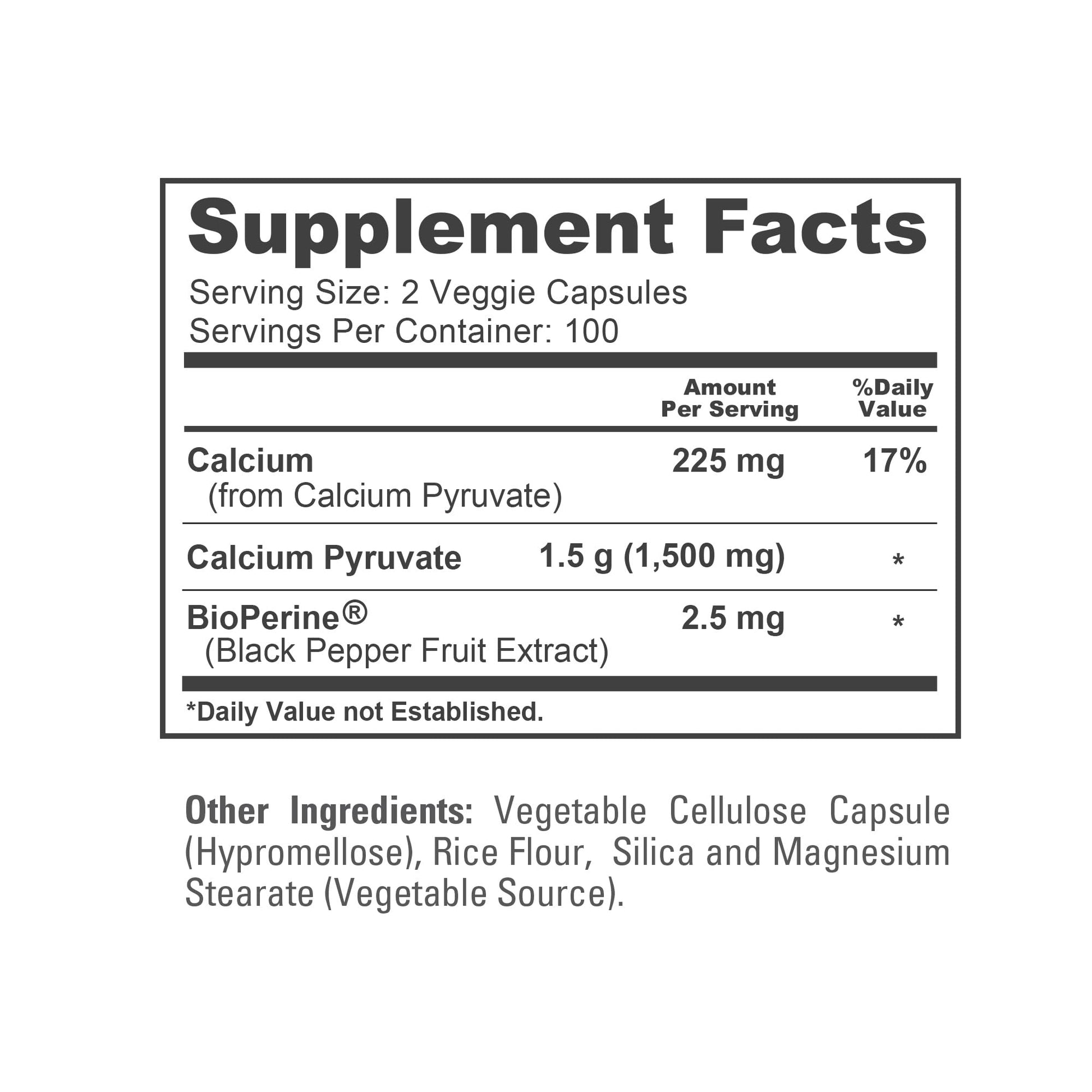 NusaPure Calcium Pyruvate - Suitable for Vegetarian/Vegan, Non - GMO - 1500 mg - 200 Capsules - Maple Wellness Supplements
