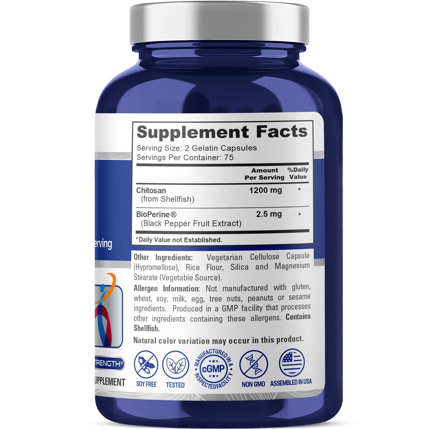 NusaPure Chitosan 1200mg 150 Caps (Non-GMO & Soyfree) with Bioperine - Maple Wellness Supplements