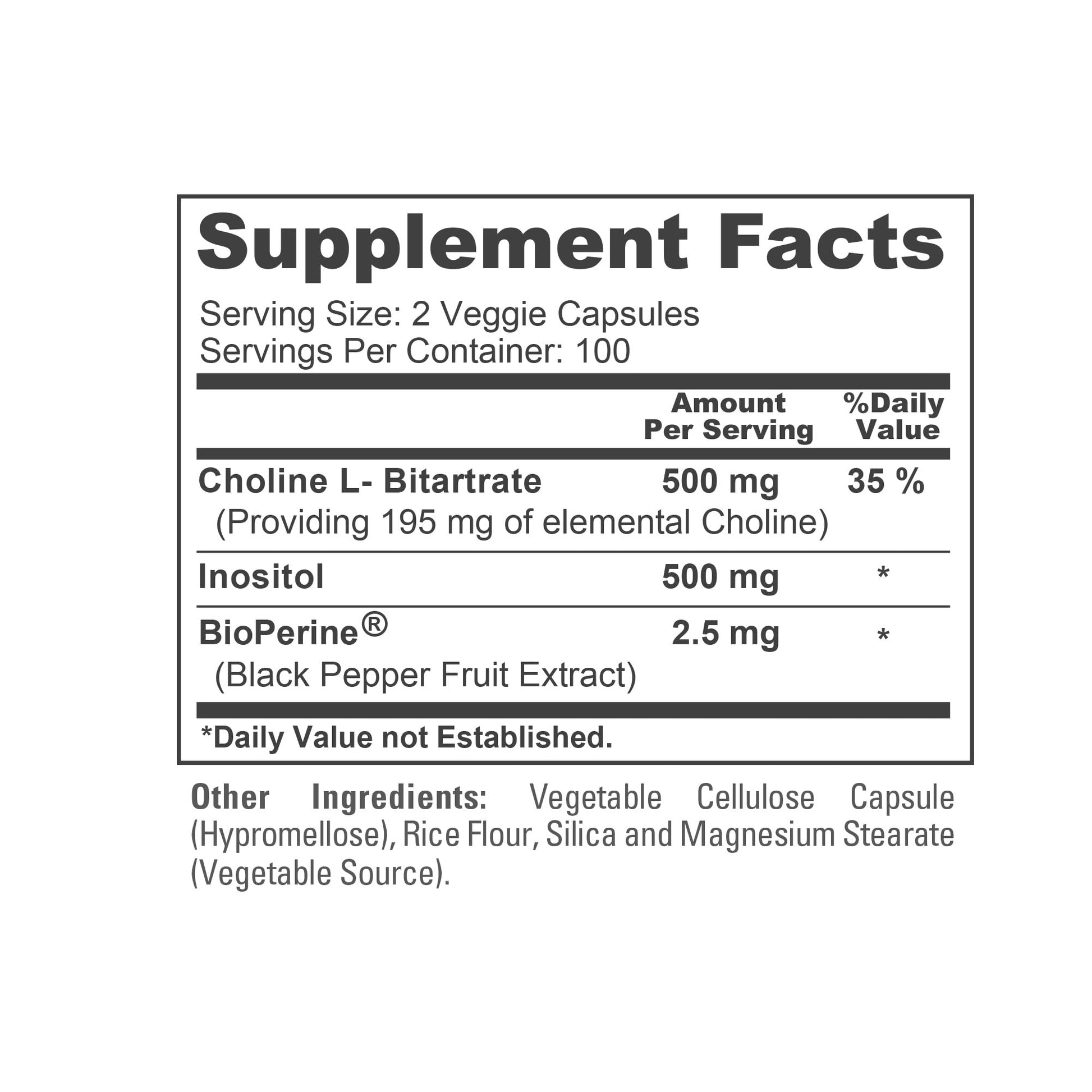 NusaPure Choline & Inositol - Suitable for Vegetarian/Vegan, Non - GMO - 1000mg - 200 Veggie Capsules - Maple Wellness Supplements