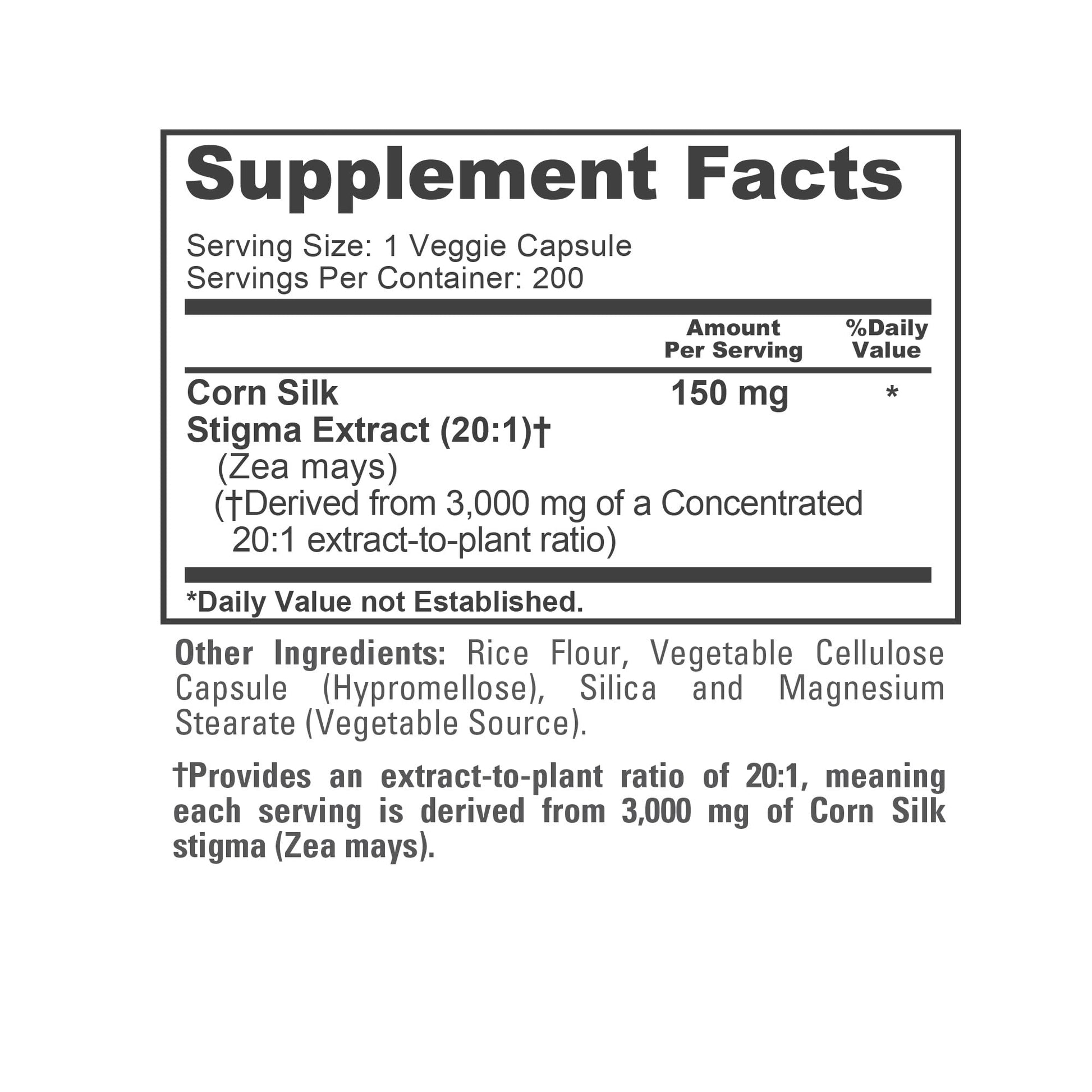 NusaPure Corn Silk Extract 3,000 mg per Caps - 200 Veggie Caps (100% Vegetarian, Non-GMO, Extract 20:1, Vegan) - Maple Wellness Supplements