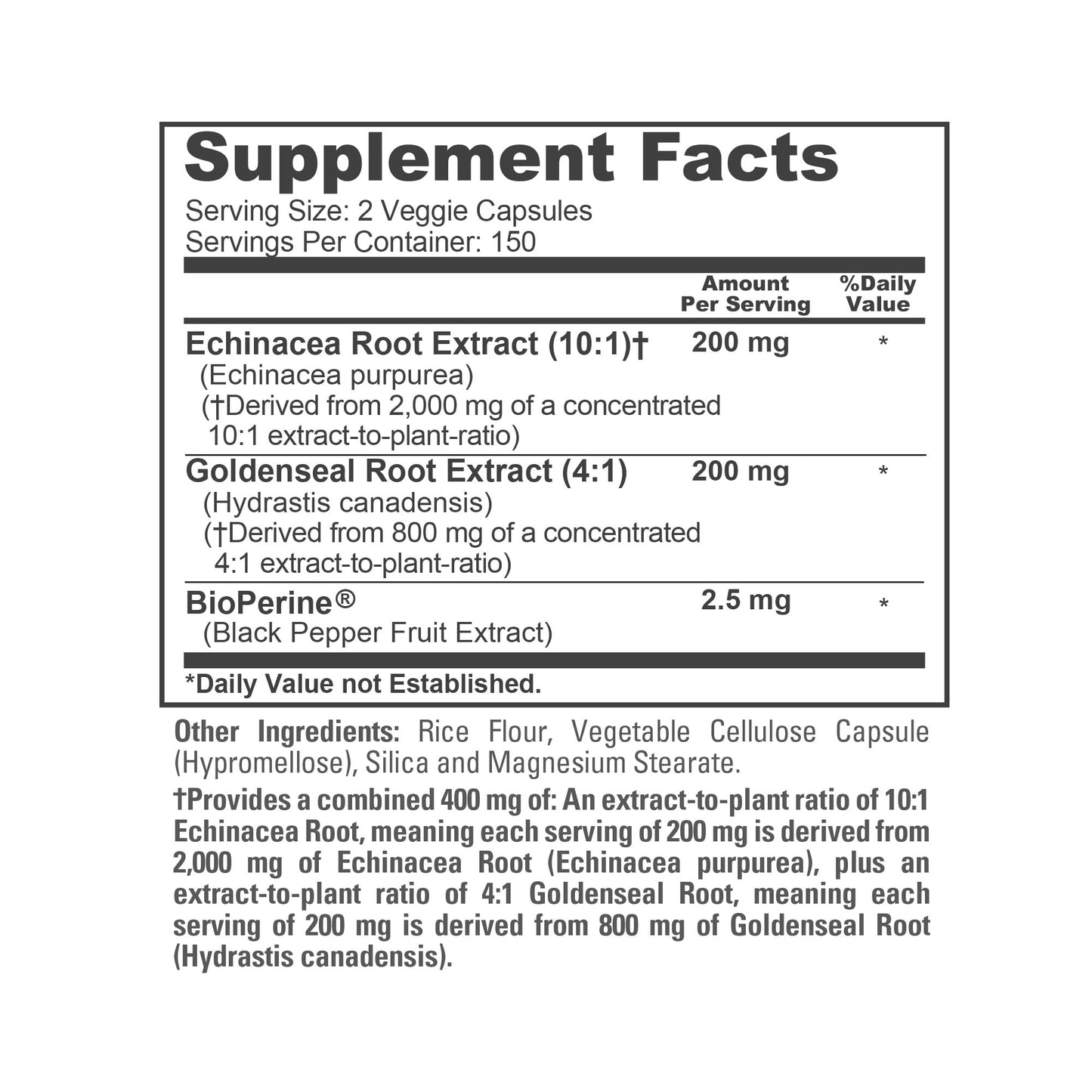 NusaPure Echinacea Goldenseal 200mg, (Extract 10:1, Equivalent to 2,000mg), 200mg, (Extract 4:1, Equivalent to 800mg) - 2800mg 300 Veggie Caps (Vegetarian, Non-GMO, Vegan) - Maple Wellness Supplements