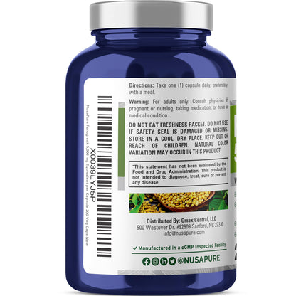 NusaPure Fenugreek Capsules, 50:1 Extract, 100 mg Equivalent to 5,000mg, 200 Veggie Caps, Non-GMO, Vegan - Maple Wellness Supplements