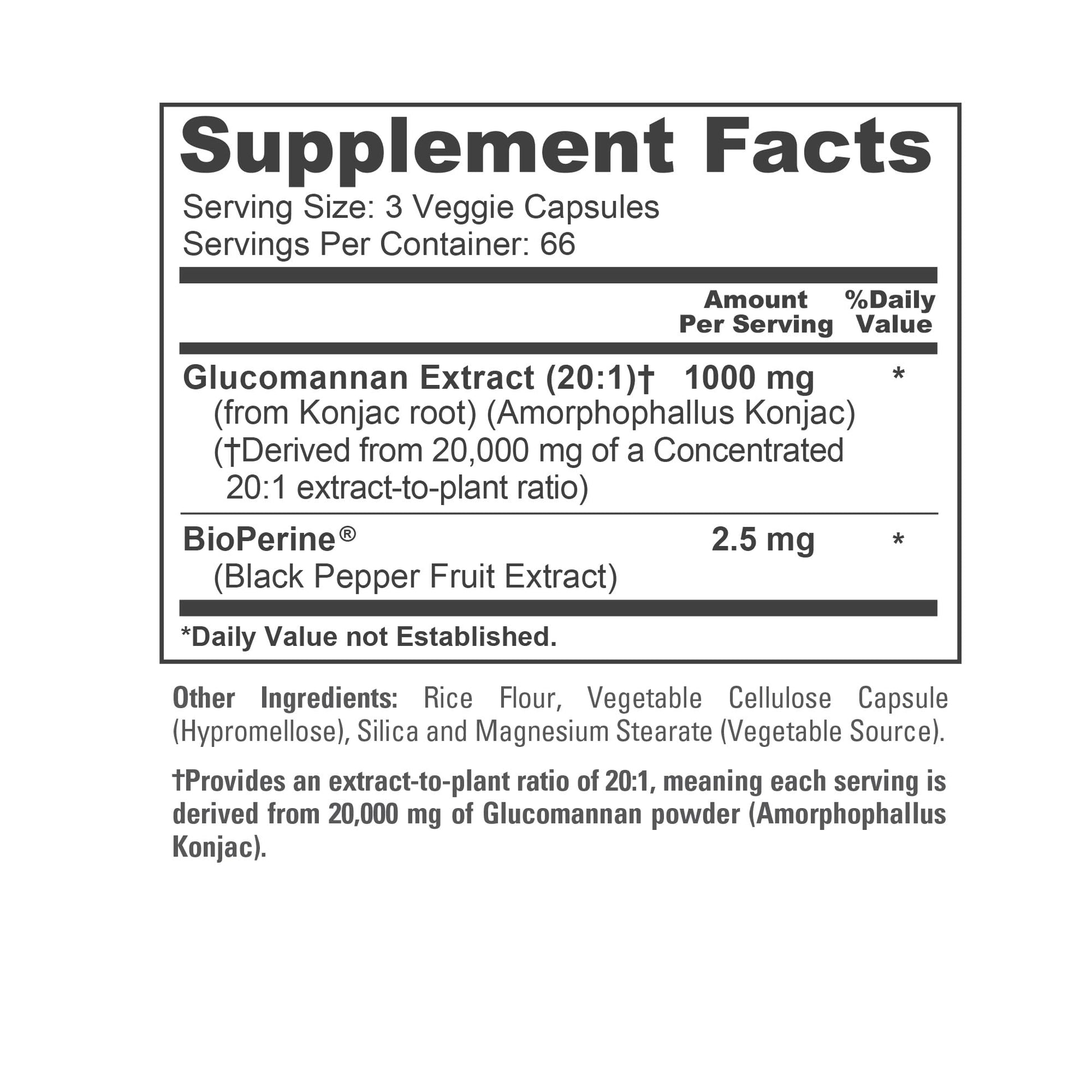 NusaPure Glucomannan 20,000 mg per Serving 200 VCaps (20:1 Extract, BioPerine Non-GMO, Vegan) Konjac Root - Maple Wellness Supplements