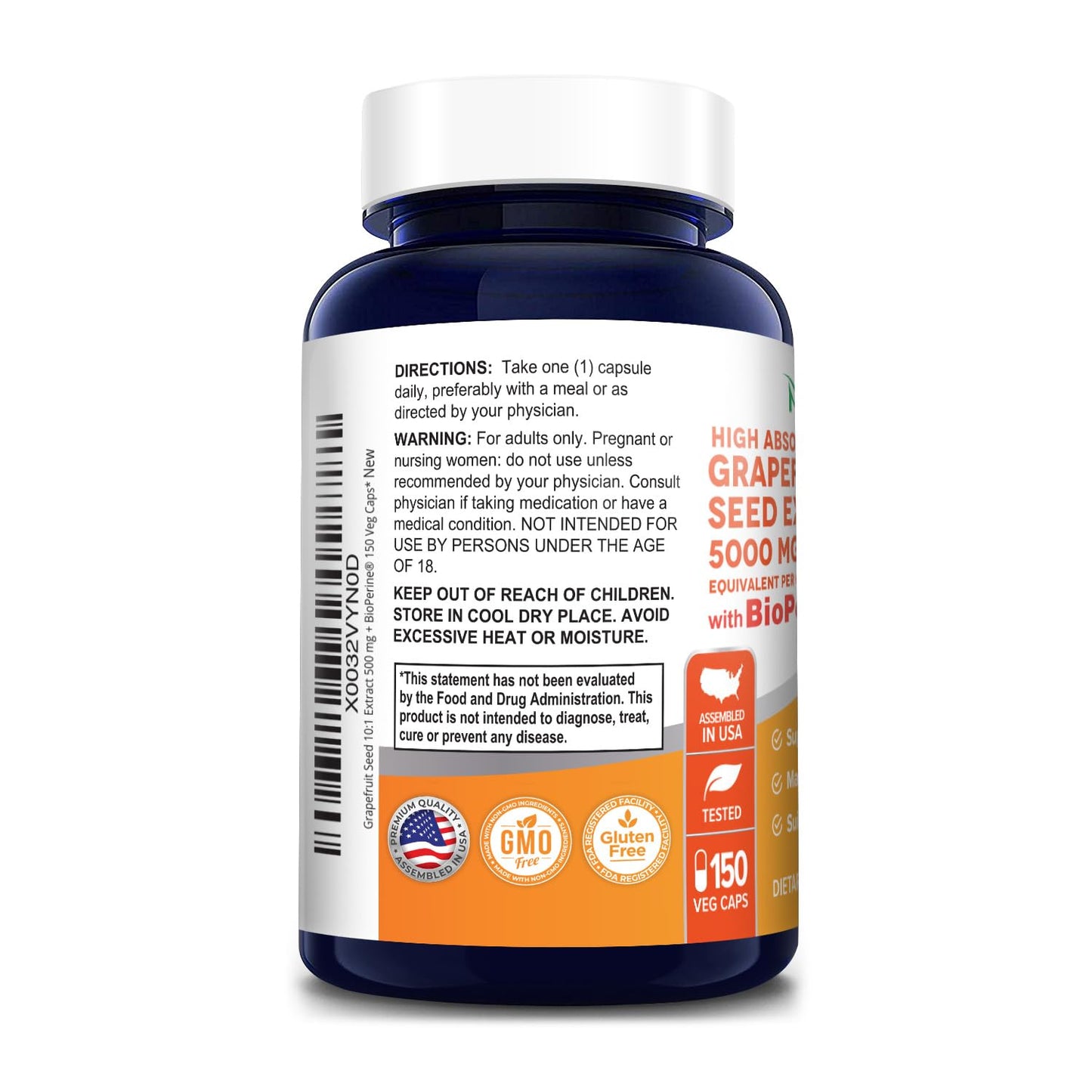 NusaPure Grapefruit Extract 5,000 mg per Capsule (Extract 10:1) Bioperine 150 Veggie caps (Gluten Free & Non-GMO) - Maple Wellness Supplements