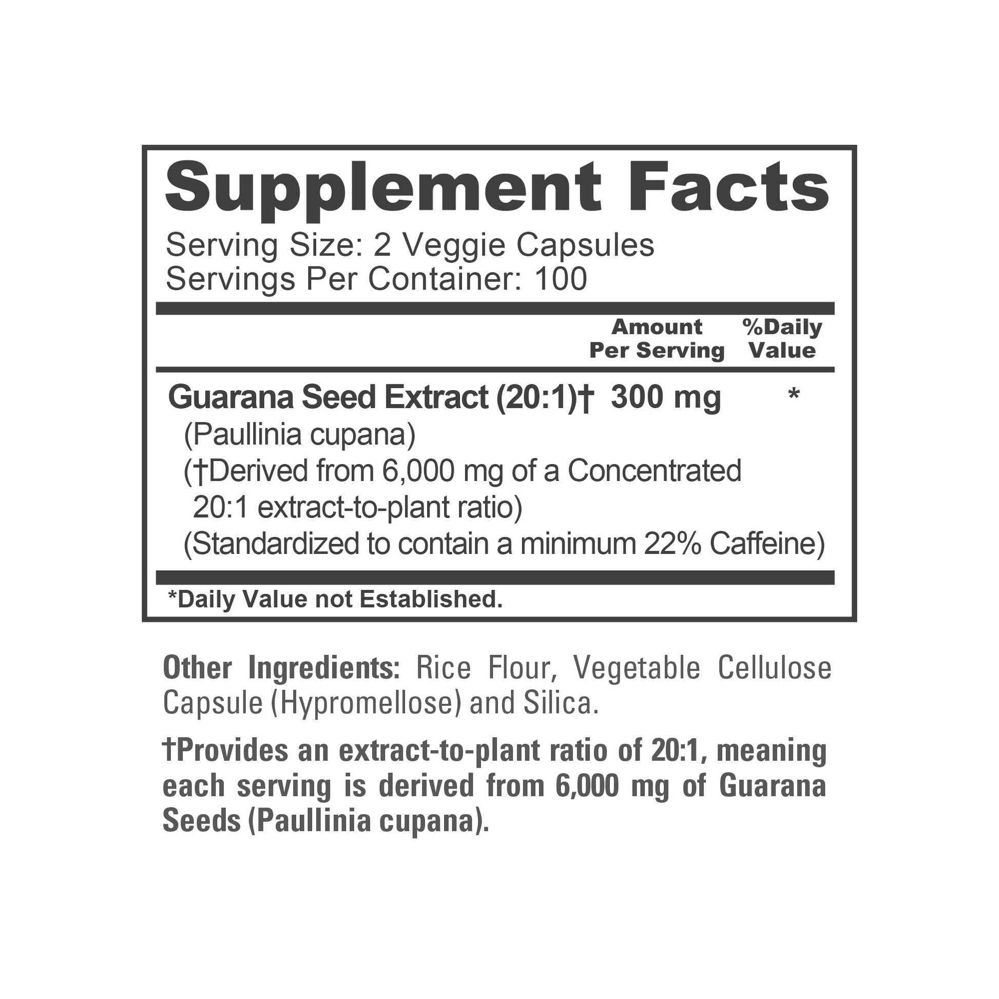 NusaPure Guarana Extract 20:1 Extract, 300 mg Equivalent to 6,000 mg per Veggie Caps 200 Count (Non-GMO, Vegan) - Maple Wellness Supplements