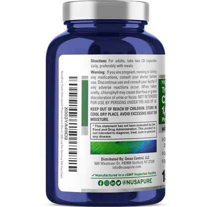 NusaPure High Absorption Triple Chlorophyll 1000 mg 150 Veg Caps Suitable for Vegetarians and Vegans, Non-GMO - Maple Wellness Supplements
