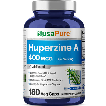 NusaPure Huperzine A 400mcg 180 Veggie Capsules (Vegetarian, Non-GMO, Vegan) - Maple Wellness Supplements