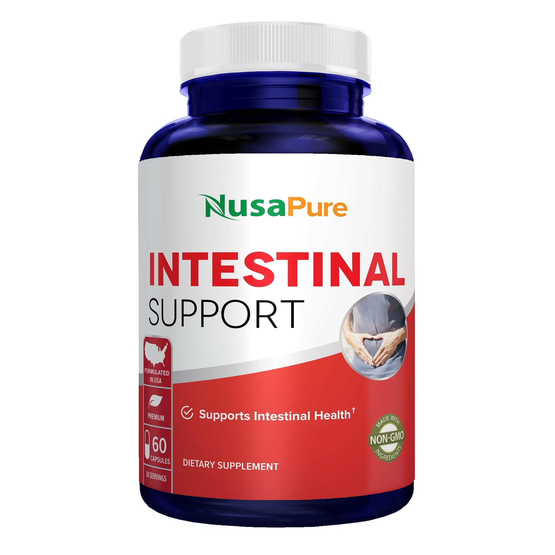 NusaPure Intestinal Support for Humans (Non-GMO), Wormwood, Garlic, Black Walnut Hull, 60 Capsules - Maple Wellness Supplements