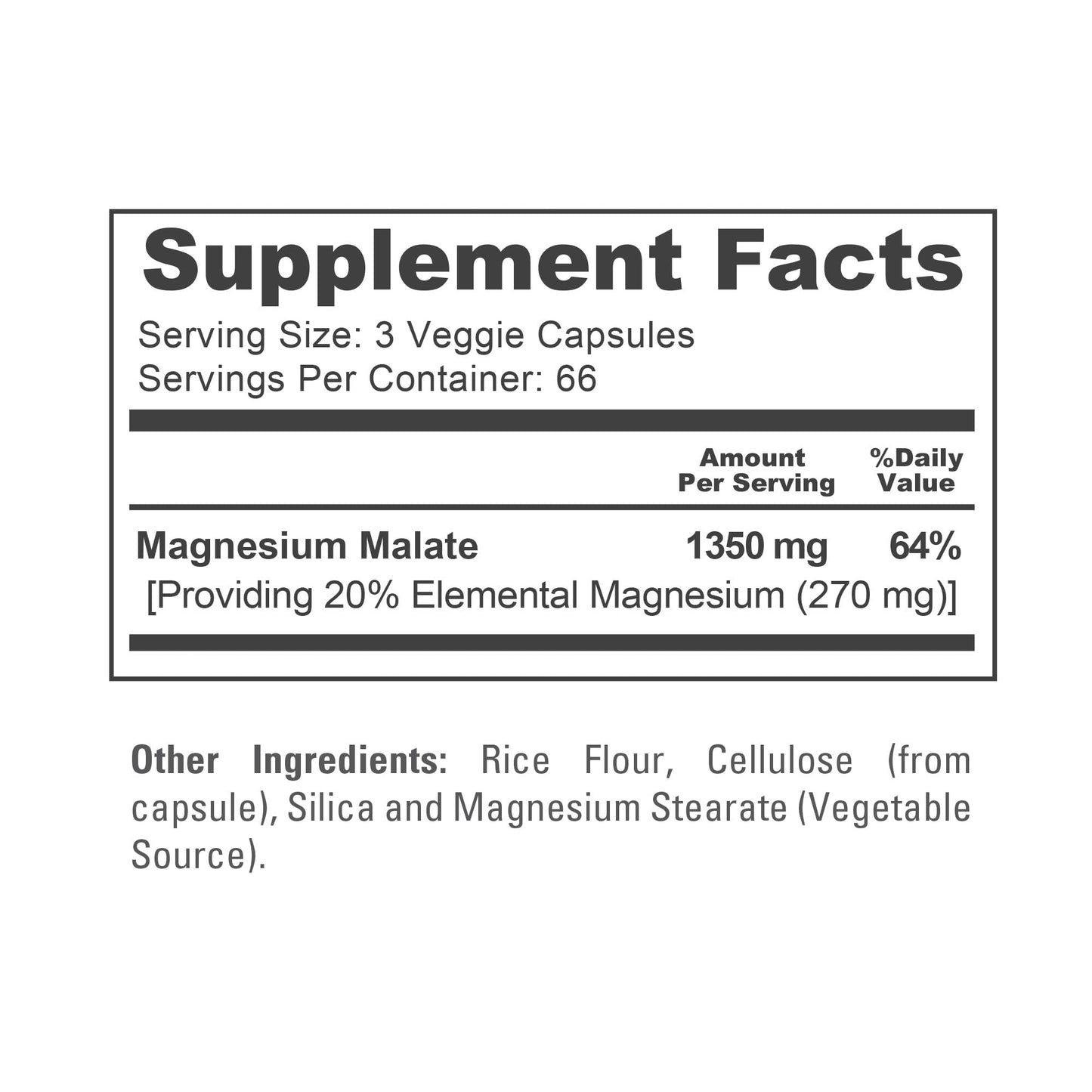 NusaPure Magnesium Malate 1350mg 200 Veggie Capsules (Vegan, Non-GMO, Vegan) - Maple Wellness Supplements