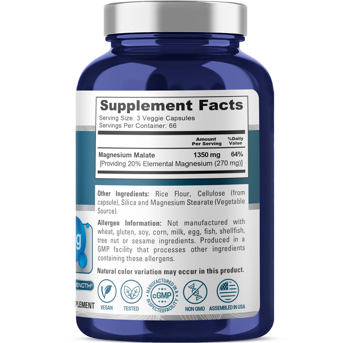 NusaPure Magnesium Malate 1350mg 200 Veggie Capsules (Vegan, Non-GMO, Vegan) - Maple Wellness Supplements