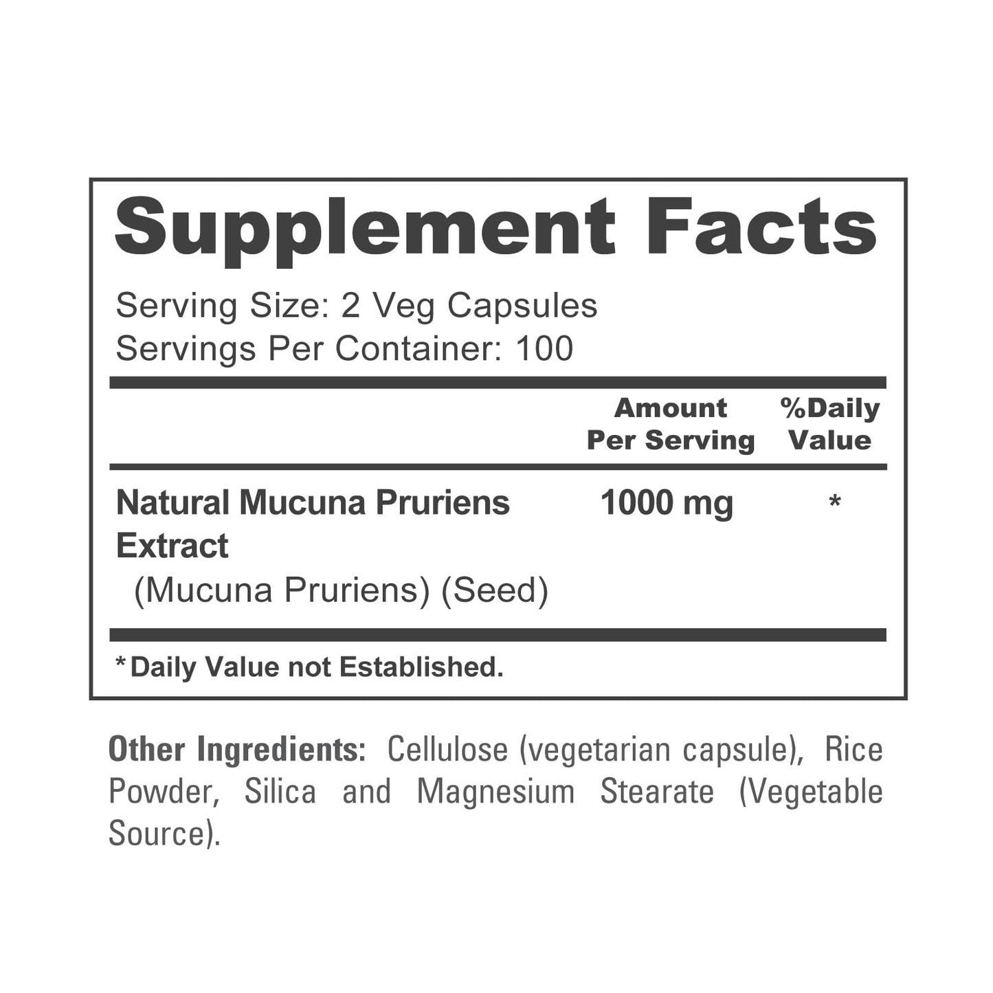 NusaPure Mucuna Pruriens 1000mg 200 Veggie Caps (Non-GMO, 100% Vegetarian, Vegan) - Maple Wellness Supplements