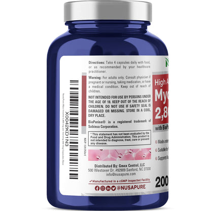 NusaPure Myo-Inositol - Suitable for Vegetarian/Vegan, Non - GMO - 2800mg, 200 Capsules - Maple Wellness Supplements
