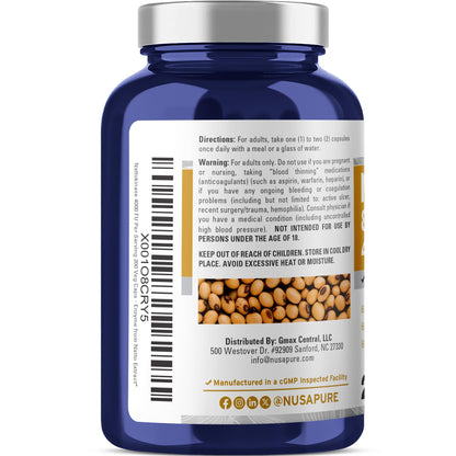 NusaPure Nattokinase 4000 FU 800mg, 200 Veggie Capsules (Vegan, Non-GMO) - Maple Wellness Supplements
