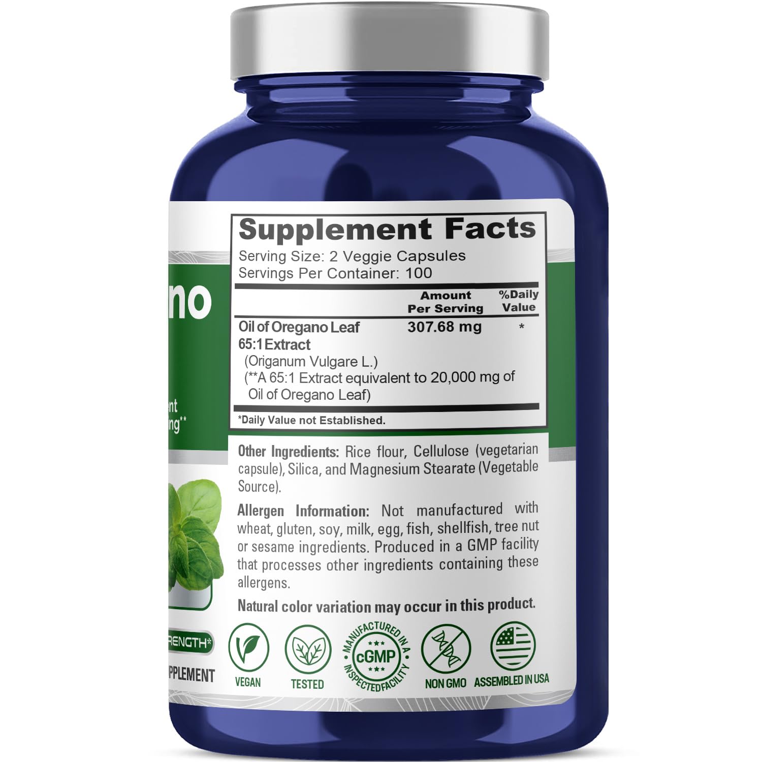 NusaPure Oregano Oil Extract 20000mg | 200 Veggie Powder Capsules | Naturally Occurring Carvacrol | Non-GMO and Vegan Extract 65:1 - Maple Wellness Supplements