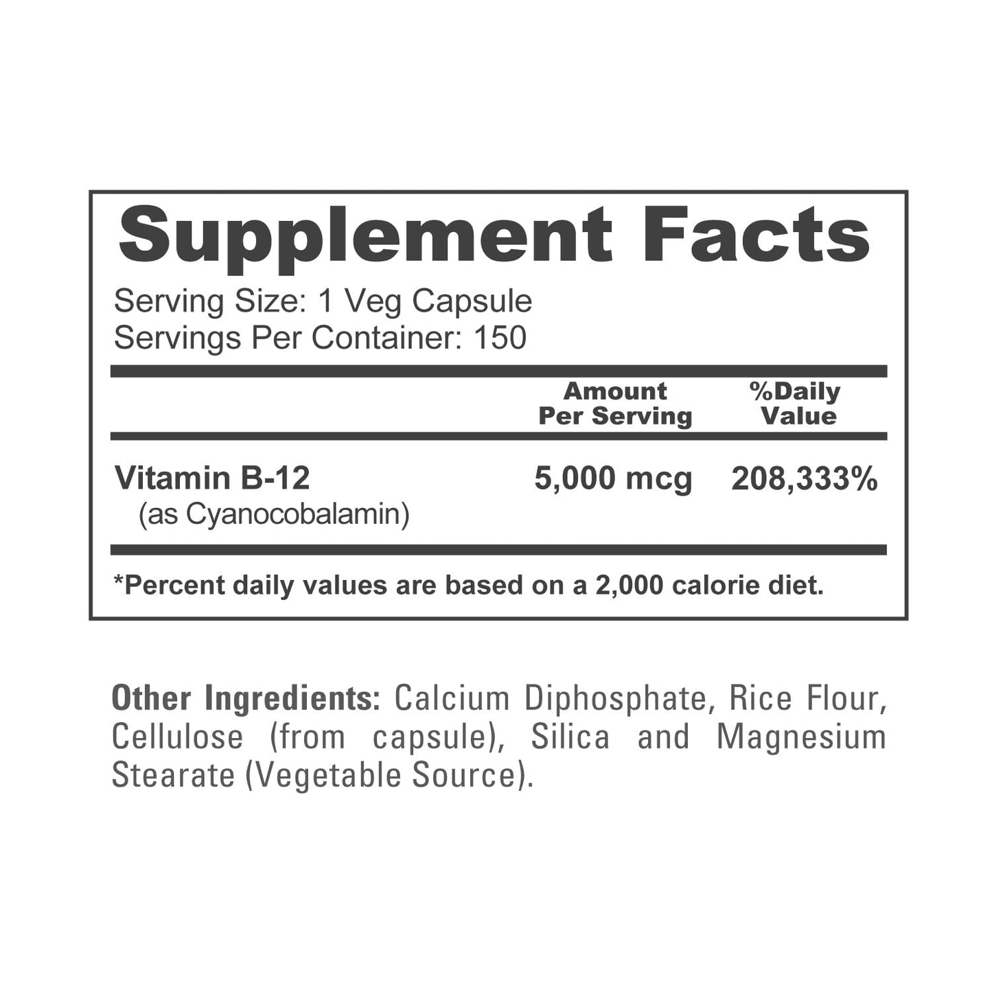 NusaPure Vitamin B12-5000 MCG 150 Veggie Capsules (Non-GMO, Vegan) - Max Strength Vitamin B12 - Maple Wellness Supplements