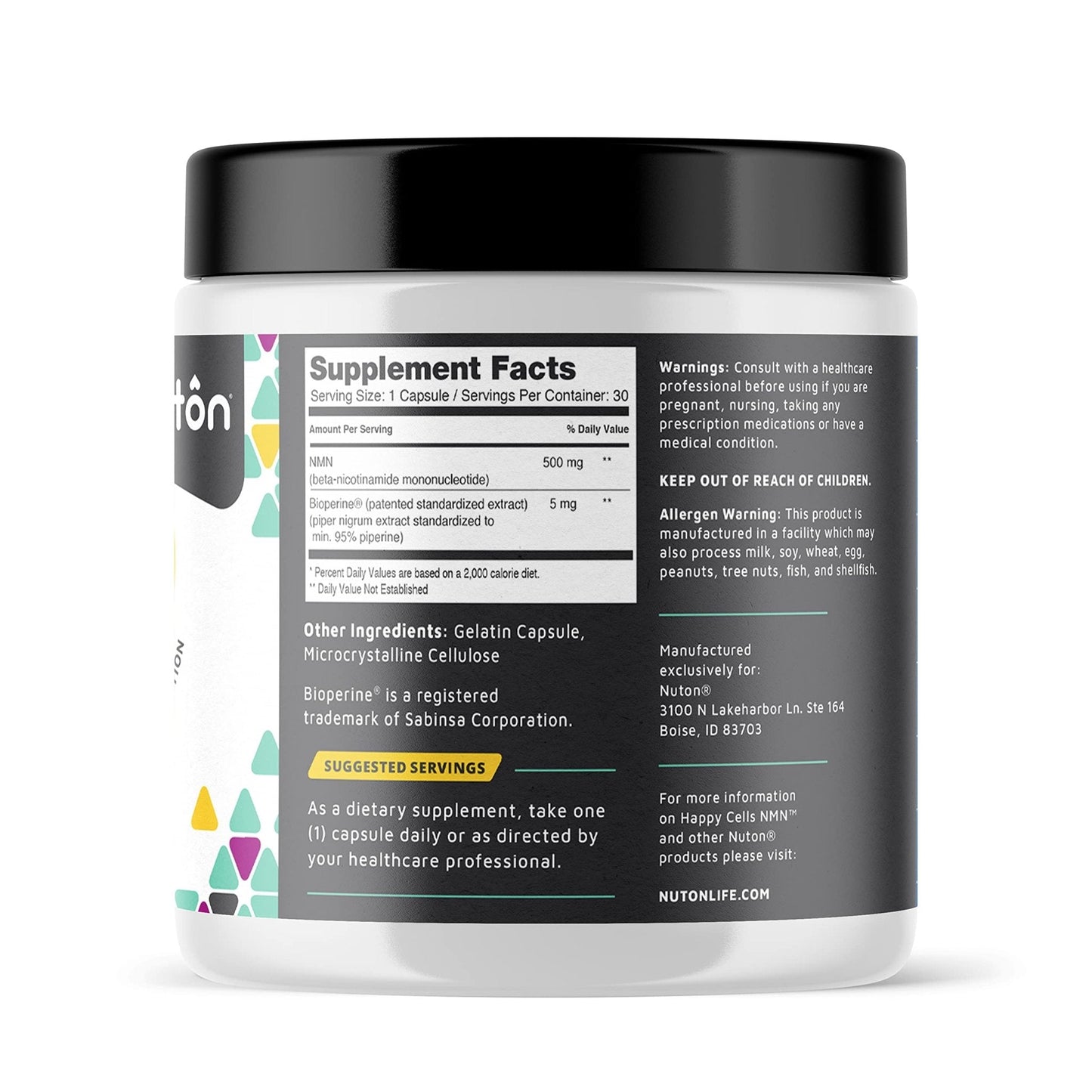 Nuton Happy Cells - NMN Supplement with Bioperine for Healthy Aging & Cellular Repair - NAD+ Supplement - Protects DNA, Promotes Skin Health & Brain Function - Maple Wellness Supplements