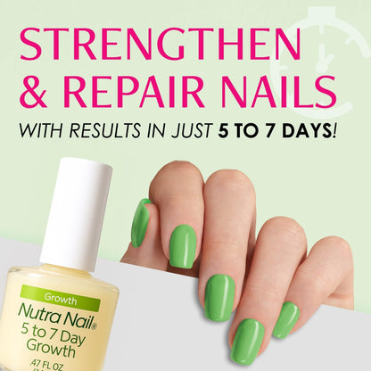 Nutra Nail 5 to 7 Day Growth Treatment - Fast Keratin Nail Hardener & Nail Strengthener for Thin Nails, Brittle & Damaged (0.47 Fl Oz) - Maple Wellness Supplements