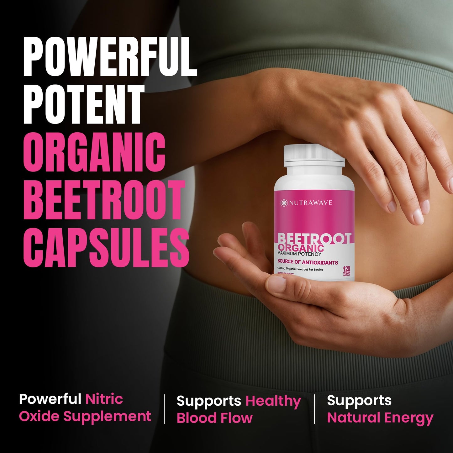 Nutra Wave 1400mg Organic Beet Root Capsules Per Serving – Nitric Oxide Booster for Men – Supports Blood Pressure, Energy, Circulation & Heart Health – Non-GMO, Vegan – 120 Capsules / 60 Day Supply - Maple Wellness Supplements