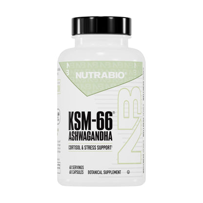 NutraBio Ashwagandha KSM-66 | Ashwagandha Herbal Supplement for Stress, Mood, & Performance | 600 MG of Clinically Studied KSM66 60 Capsules - Maple Wellness Supplements
