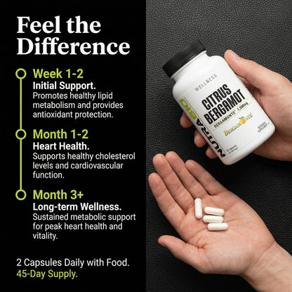 NutraBio Citrus Bergamot Bergamonte Extract Supplement, 1,000mg - May Help Promote Cardiovascular Health and Wellness, 90 Capsules - Maple Wellness Supplements