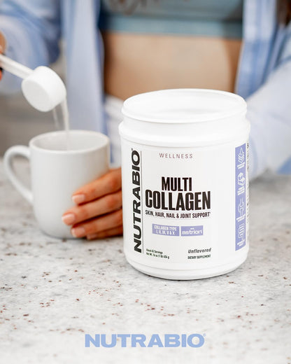 NutraBio Multi Collagen Powder - Hydrolyzed Collagen Peptides for Glowing Hair & Skin - Grass-Fed - Collagen Powder for Women and Men - 40 Servings- Unflavored - Maple Wellness Supplements