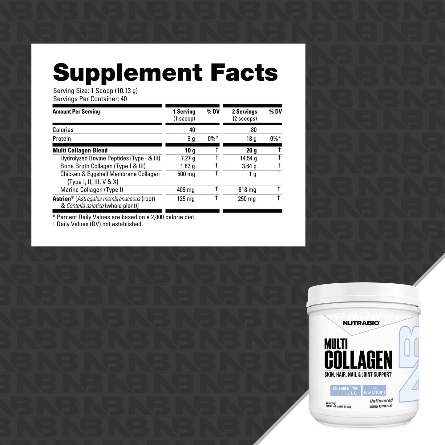 NutraBio Multi Collagen Powder - Hydrolyzed Collagen Peptides for Glowing Hair & Skin - Grass-Fed - Collagen Powder for Women and Men - 40 Servings- Unflavored - Maple Wellness Supplements