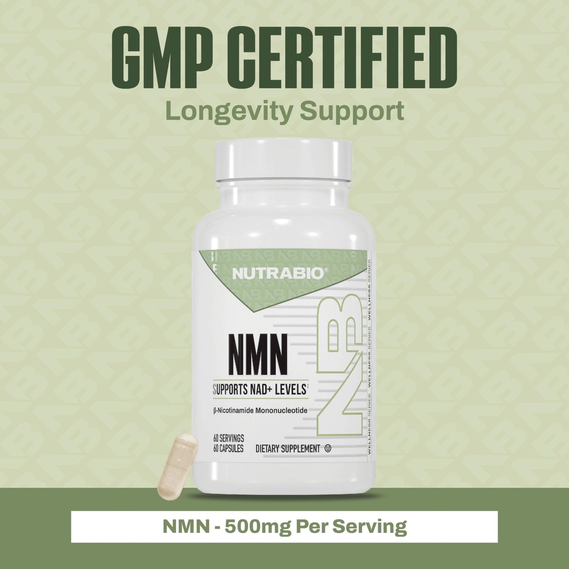 NutraBio NMN - NAD Supplement, Longevity Support, Boost NAD Levels, Increase Cellular Energy, Brain Health, Healthy Aging- 60 Servings- 60 Capsules - Maple Wellness Supplements